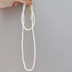 3 4mm Pearl Necklace with 925 Sterling Silver Rice Freshwater Pearl Jewelry Sets Necklace Bracelet Rings for Women