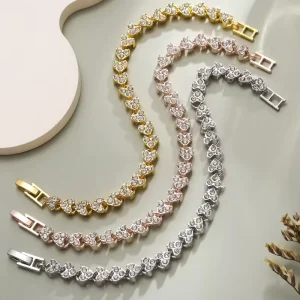 3 Colors Women Bracelets Fashion Roman Style Crystal Bracelets Electroplate 925 Bangles for Gifts Accessories