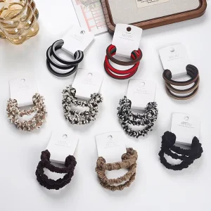 3 Pieces MUJU Spandex Elastic Hair Ties Extra Thickness High Stretch Fashion Gradient Color Independence Day Hair Accessories