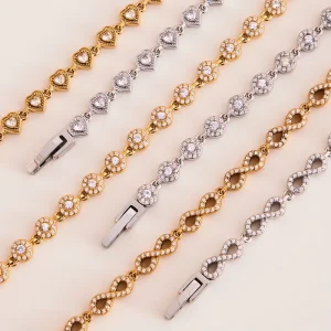 3 Styles Fashion Jewelry Sets Necklace Bracelet High Quality Luxury Zircons Chain Necklace Stainless Steel Jewelry for Women