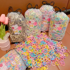 300Pcs Candy Color Spiral Hair Ties TPU Phone Cord Hair Bands Waterproof Creaseless Ponytail Holders Bulk Kids