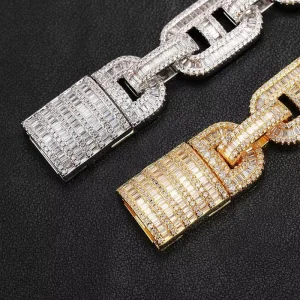30mm 40mm Long Hip Hop Gold Miami VVS Moiddsnite Personalized Choker DIY Written Big Cuban Chain Link Necklace