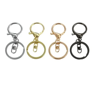 30mm Lobster Claw Clasp Coin Holder Keychain Round Zinc Alloy Flat Split Ring UV Printed Vintage Swivel Trigger Clips