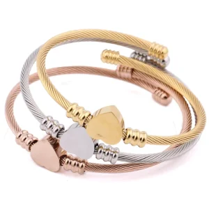 316 Stainless Steel Jewelry Heart Shape Bracelet for Women and Men Fashion Adjustable Jewelry