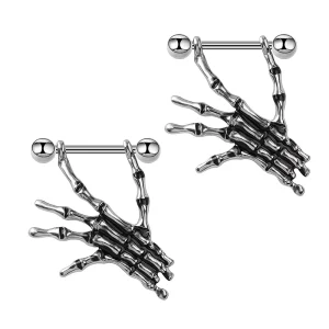316 Stainless Steel Skull Hand Nipple Rings & Studs Puncture Nipple Ring and Nipple Stud Piercing Body Jewelry
