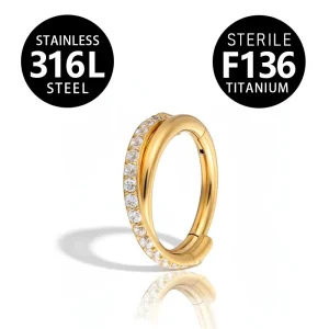 316L Gold Color Hinged Segment Nose Body Piercing Twist Style Anti Allergy Trending Fashion Jewelry