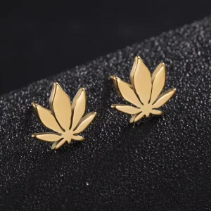 316L Stainless Steel 18K Gold Plated Cute Charm Flower Stud Earrings with Zircon for Anniversary