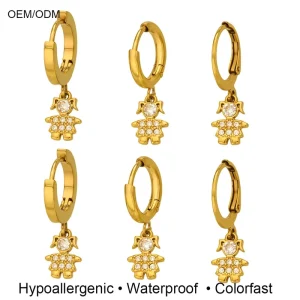 316L Stainless Steel 18K Gold Plated Micro-inlaid Zircon Women’s Pendant Earrings