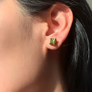 316L Stainless Steel 18K PVD Gold Plated Multi Color CZ Crystal Square Stud Earrings Minimalist Statement Women Ear Jewelry