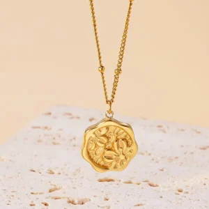 316L Stainless Steel 18K PVD Gold Plated Pendant Bead Ball Twist Rope Link Chain Fashion Charm Choker Necklace for Women