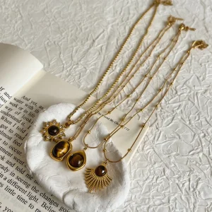 316L Stainless Steel 18K PVD Gold Plated Pendant Snake Ball Bead Link Chain Fashion Charm Choker Necklace for Women