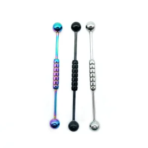 316L Stainless Steel 24K Gold Plated Barbell Ear Cartilage Piercing Industrial Vibrating Body Jewelry Gift