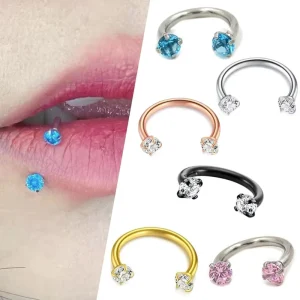 316L Stainless Steel Fashion U Shape Zircon Nose Rings Nasal Septum Labret Lip Rings Piercing Earrings Body Piercing Jewelry