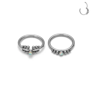316L Stainless Steel Gold 14G 16G 20G Nose Piercing Ring Fashion Earrings Segment Clicker Hinged Rings Opal Unisex Wedding Body
