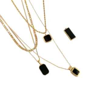 316L Stainless Steel Jewelry 18K PVD Gold Necklace Punk Style Men’s Geometric Pendant Necklace Lapis Lazuli Tiger Eye