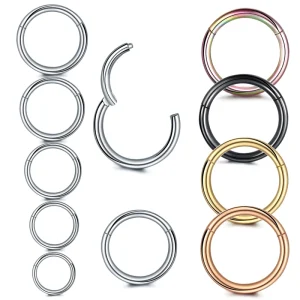316L Stainless Steel Nose Septum Clicker Piercing Segment Hinged Ring Lip Earrings Helix Tragus Fashion Piercing Body Jewelry