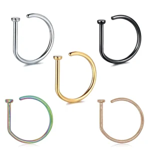 316L Stainless Steel Piercing D Shape Nose Rings Hoop Septum Piercing Nose Studs Body Jewelry 20G 8 10mm