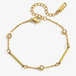 316L Stainless Steel Zircon Charm Bracelet Layered Non Fading Jewelry Accessory Women