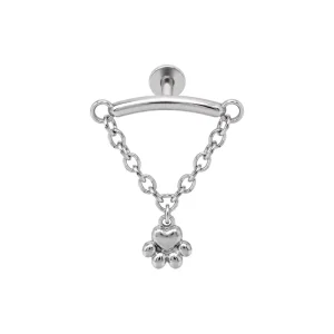 316L Surgical Stainless Steel Body Piercing Jewelry Stainless Steel Fringed Paw Pad Pendant Fashion Style Internally Thread