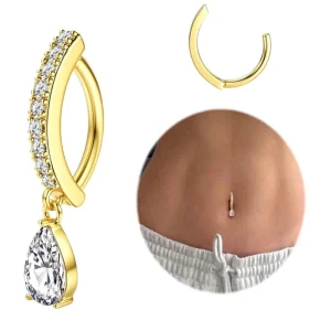 316L Surgical Stainless Steel Clicker Navel & Bell Button Rings 18K Gold Plated Unisex Body Piercing Jewelry