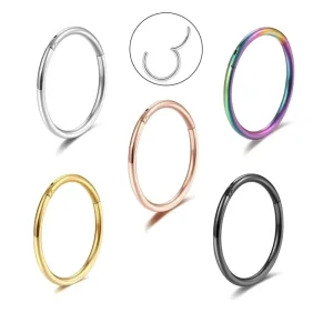 316L Surgical Stainless Steel Seamless Ring Multi-hued Plating Fashion Nose Ring Earrings Classic Style Body Piercing Jewelry