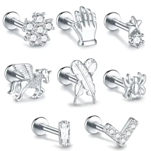 316L Surgical Steel Fashion Lip Stud Internally Threaded Labret Piercing Tragus Earrings Body Piercing Jewelry