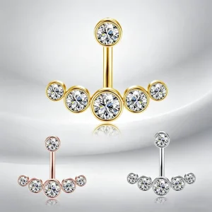 316L Surgical Steel T Shape Belly Button Ring Hypoallergenic Navel Piercing No Tarnish Comfortable Body Jewelry Silver Rose Gold