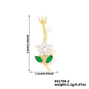 3A Grade Zircon Brass Belly Stud Piercing Cute Wedding Engagement Body Jewelry