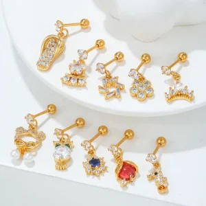 3A Multicolor Zircon Spiral Stud Earrings Twisted Ear Accessories