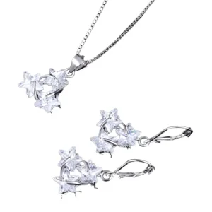 3A Zircon Stone Fashion 925 Jewelry Sets Sterling Silver Necklace Set With Earrings