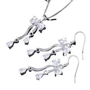 3A Zircon Stone Fashion 925 Sterling Silver Necklace and Earring Set for Girls