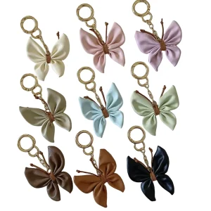 3D Butterfly Car Keychain Luxury Leather Keyring Cute Bag Charm for Women Fashion Animal Pendant Gift