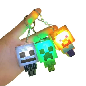 3D Mini Acrylic Cartoon Anime Car Lightweight Keychain with Customized Color Glowing Mine World Game Pendant