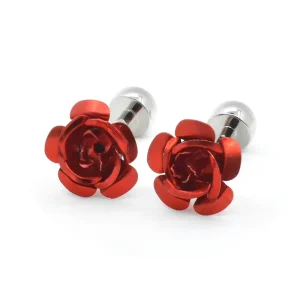 3D Rose Flower Elegant Novelty Cufflinks Custom Mens Suit Shirt Fashion Accessory Wedding Tuxedo Trendy Jewelry Gift
