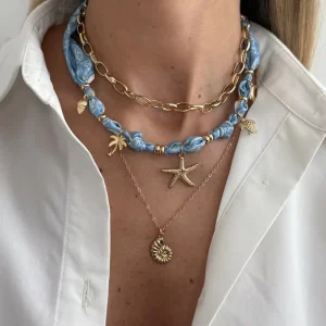 3Pcs Set Charms Ocean Style Starfish Conch Pendant Necklaces for Women Vintage Lady Collarbone Chain Accessories Fashion Jewelry