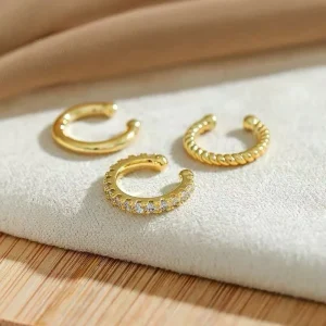 3Pcs Set Clips Earring for Women Unisex Minimalist Fashion Cartilage Hoop Earrings Sets Ear Cuff Clip on Earring