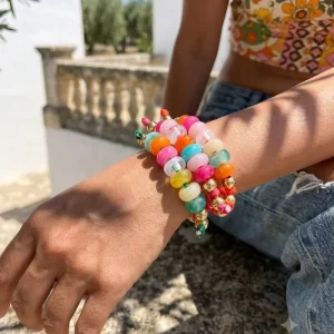 3Pcs Set Colorful Beaded Adjustable Cord Bracelet Candy Color Flat Beads Braided String Bracelets for Women Summer Jewelry