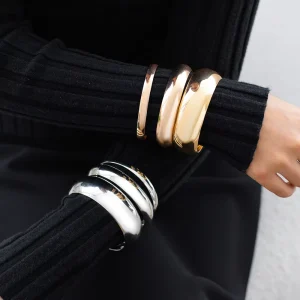 3Pcs Set Fashion Arc Smooth Wide Bracelets for Women Trendy Lady Bracelets Bangles Set on Wrist Accessories Female Jewelry Gifts