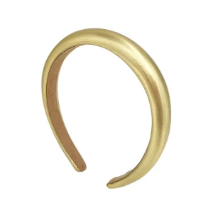 3cm Wide Golden Spongy Leather Headband for Women Daily Hair Accessories