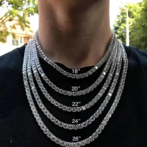 3mm 4mm 5mm Zircon Diamond Tennis Necklaces for Women Fashion Charm Long Chain Necklace Jewelry High Quality Necklace