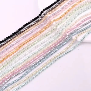 3mm Mini Size Factory Price White Gold Dark Pink Normal Quality Glass Pearl Strand Beads for Diy Bracelet Jewelry Making