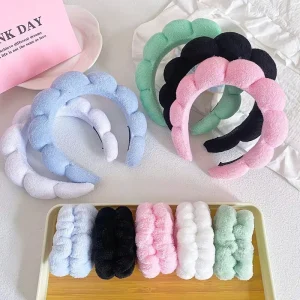 3pcs set Custom Logo Washband Hairband Hair Accessories Spa Makeup Washing Face Wristband Women Twisted Sponge Headband Set