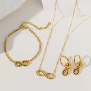 3pcs set Jewelry Set Women Fashion Ring Necklace Infinity Letter 8 Necklace Bracelet Earring Jewelry Set