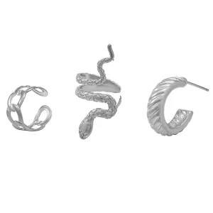 3pcs set No Piercing Earring Fashion Jewelry Snake Cuff Earring