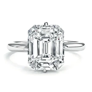 4 Carat 8×10 Rectangular Moissanite Prong Setting Rhodium Plated Women’s S925 Silver Ring