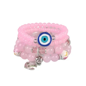 4 Sets Fashion Bohemian Bead Bracelet Eye Anchor Pendant