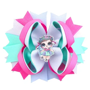 4.5” Inspired Doll Hair Bows Popular Girl Hair Bows Accessories with Clips Boutique Girl Hair Clips