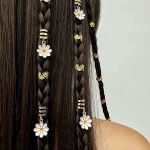 45pcs Personality Daisy Flower Hairpin Fashionable Alloy Braiding Hair Tools Braid Accessories for African Braiding for Parties