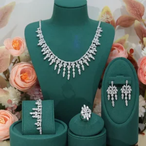 4PCS Wedding Party Zircon Indian African Dubai Bridal Jewelry Set For Women
