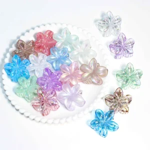 4cm Mini AB Color Plumeria Plastic Hair Claw Clip Frosted Glossy Transparent Iridescent Summer Beach Party Carton Lightweight